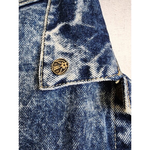 WHIPP Acid Wash Denim Jacket Size Medium Retro Look Oversized Heavy - Picture 7 of 13